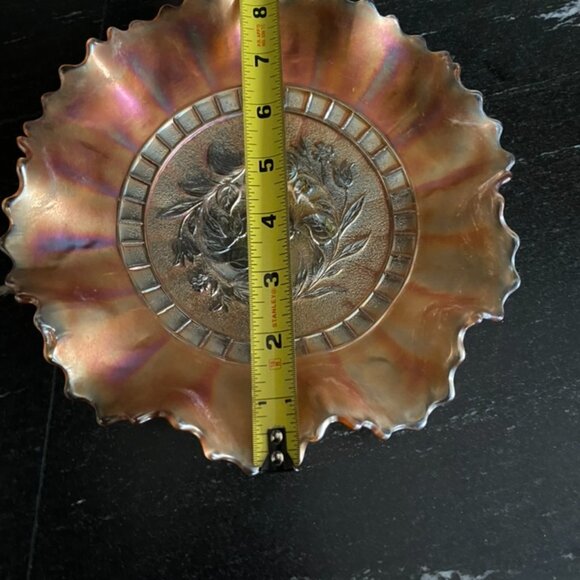 Antique Carnival Glass by Dugan "WindFlower" Ruffled Bowl Iridescent c1910 EC - Picture 11 of 11